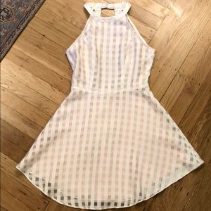 Lovers + Friends white Check Backless Flare Dress